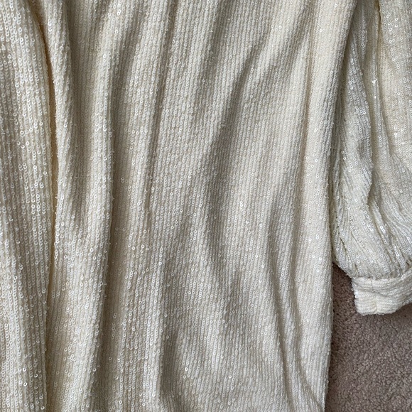 Alexis- NWT Ivory Sequin Longsleeve Balloon Sleeve Mini Dress - Picture 6 of 10